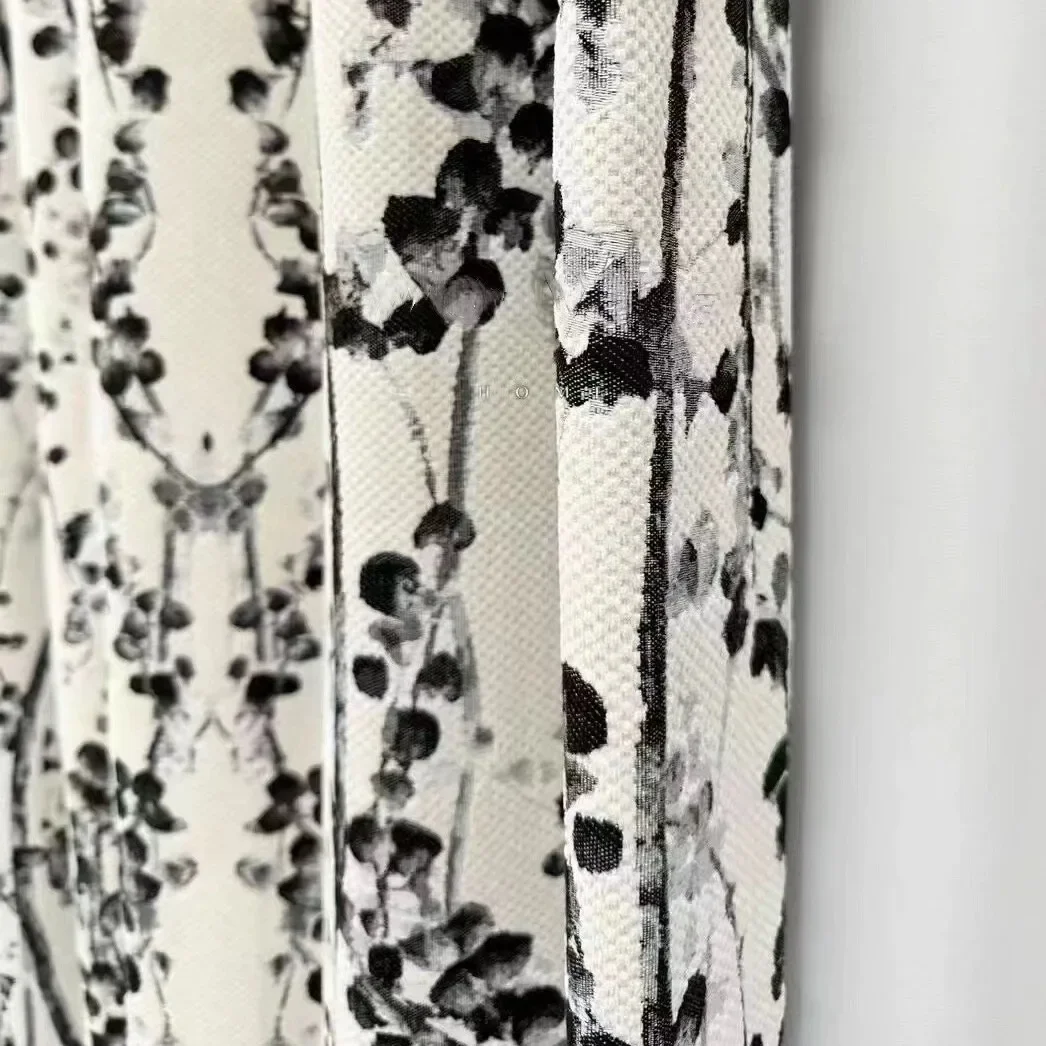 NH6014 Новый китайский стиль черно-белые тушью живопись синель жаккардовая