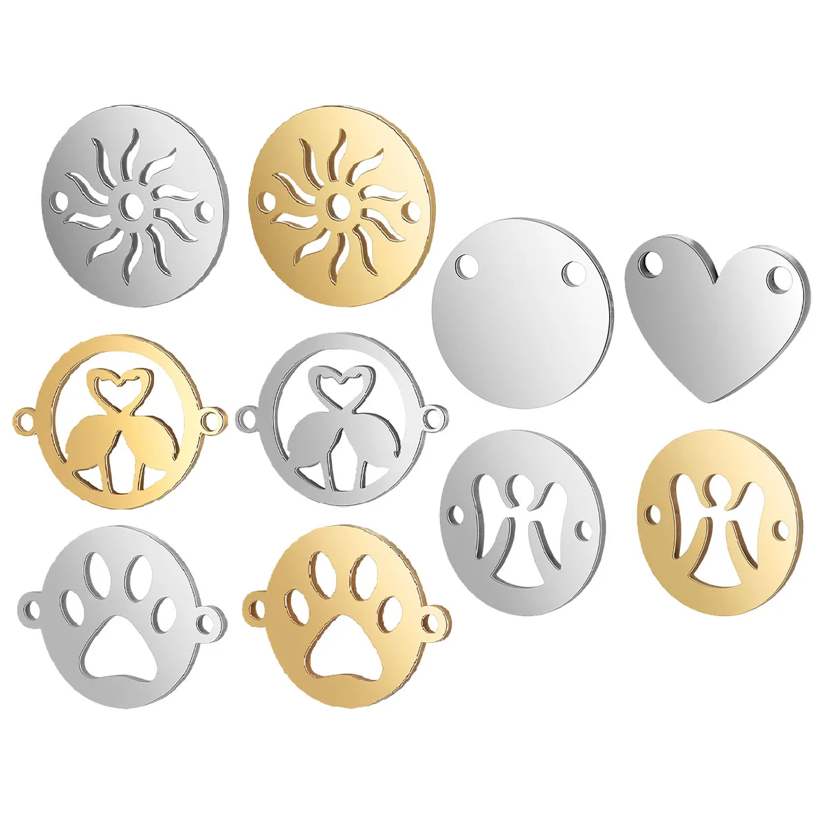 10 шт. браслет из нержавеющей стали с подвесками в виде собачьей лапы