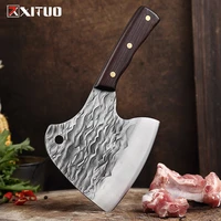 xituo 5cr15mov forged steel kitchen knife cutting chopped ribs fish slice chop chicken chef dedicated knives natural wenge wood