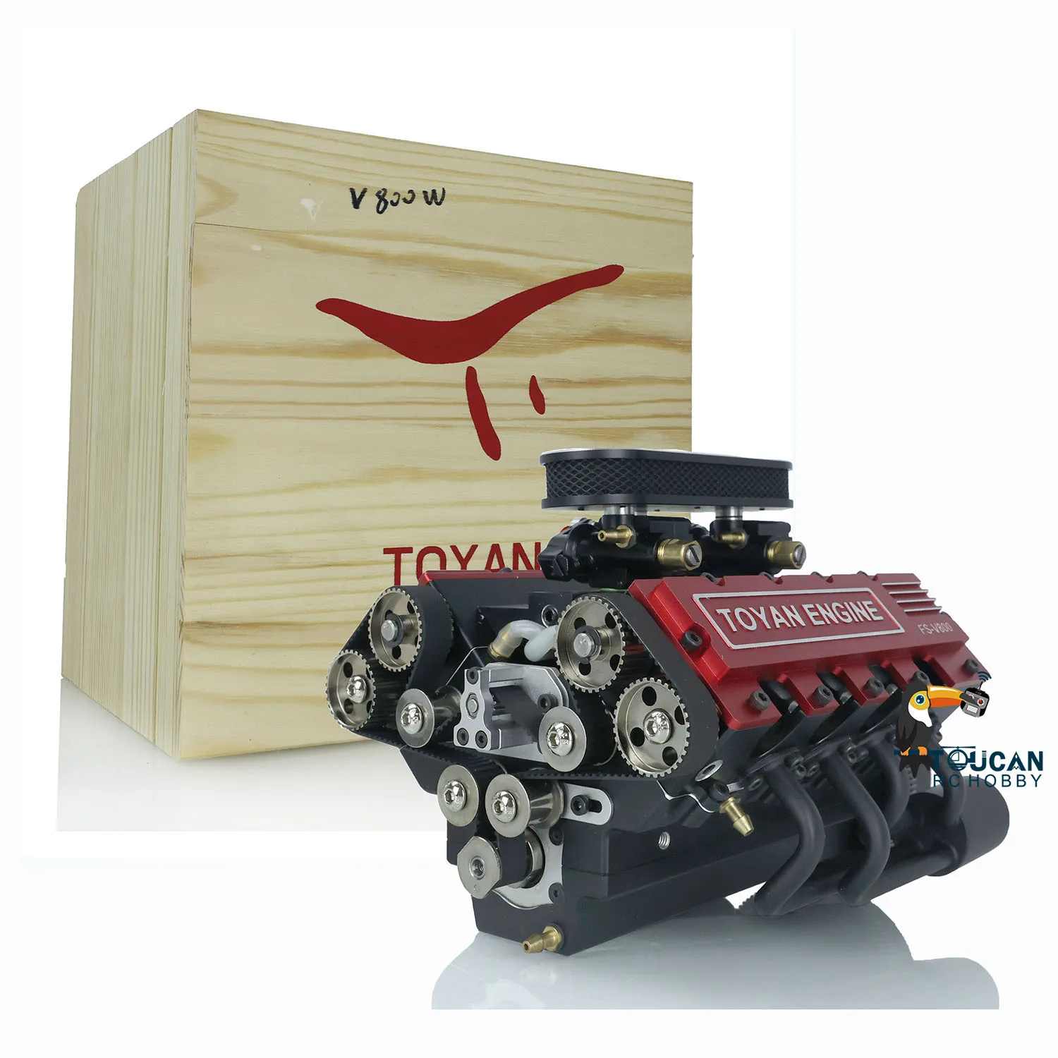 

In Stock TOYAN V8 Methanol engine Metal Model Four-stroke Miniature Eight-cylinder Water-cooled 3.5cc × 8