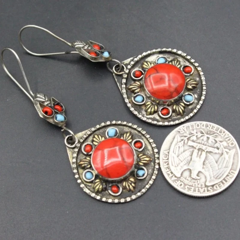 

Vintage Women's Pendant Earrings Anti Chinese Style Classic Super Immortal Gourd Earrings Personalized Carved Pattern Jewelry