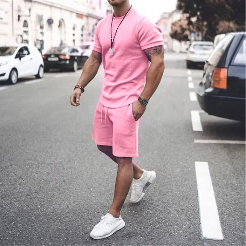 Summer New Trend Long-Sleeved Leisure Sports Suit Two-Piece Men's Breathable Sweat-Absorbing Trend Multi-Color Suit