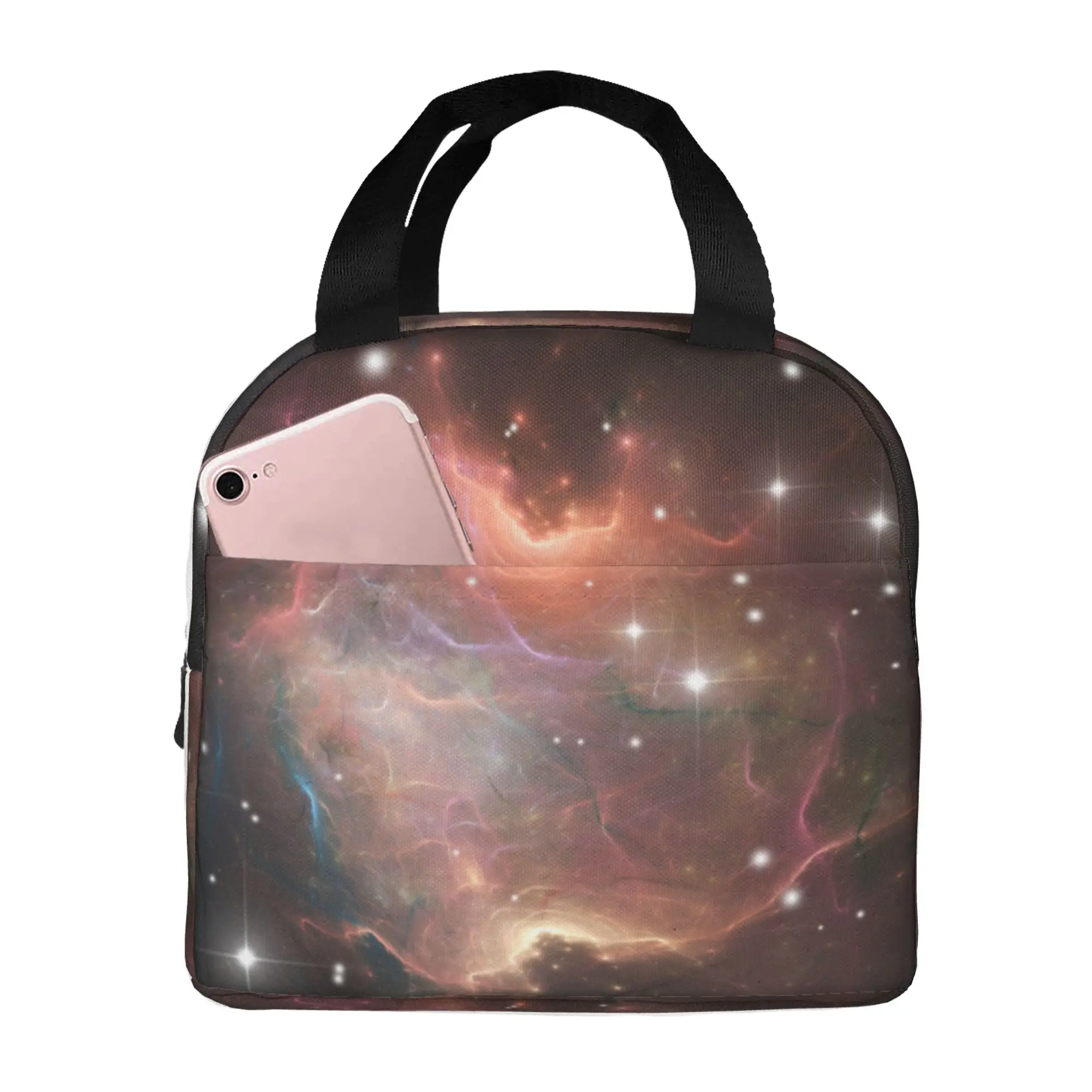 

Красочная Сумка для ланча с изображением космоса и звезд и небула, изолированный Ланч-бокс, многофункциональные сумки-тоуты для ланча, многоразовая Термосумка-холодильник