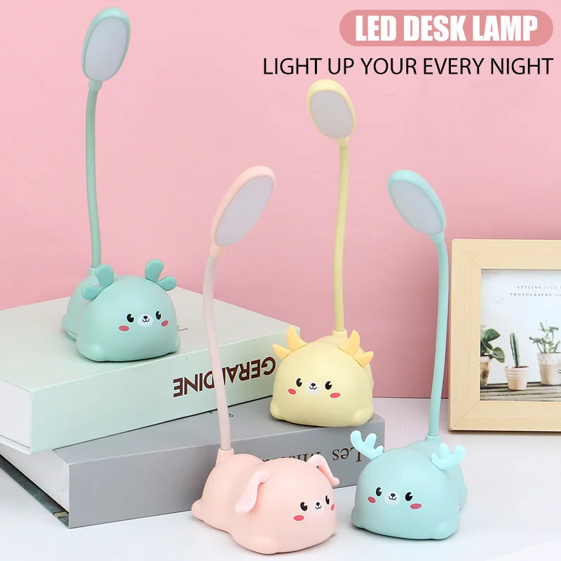 

Children's Desk Lamp Eye Protection Desk Charging Dual-Use Girl Student Dormitory Study Special Bedroom Bedside Night Light