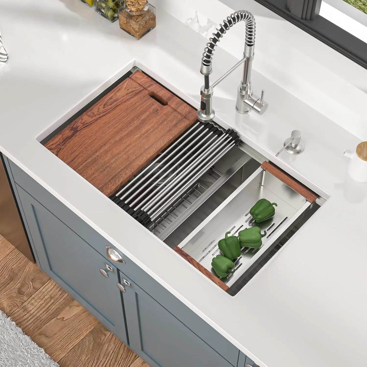 5844 двойная чаша нержавеющая сталь 304 атласная отделка дополнительные аксессуары