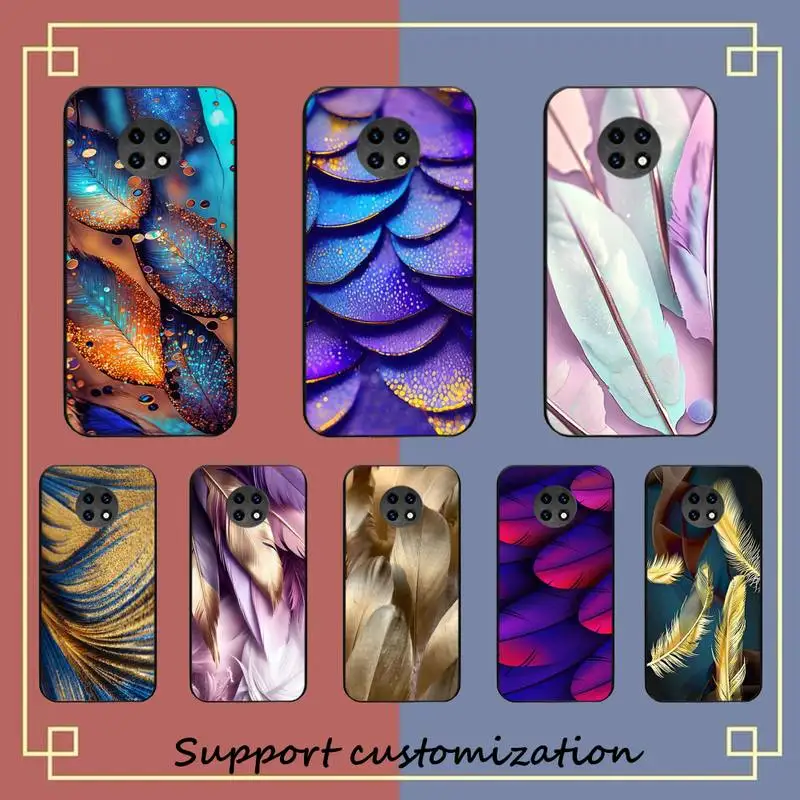 

Chic Bling Beautiful Feather Phone Case For Redmi Note 4 X 5 A 6 7 8 Pro T 9 Pro 9S 10 Pro 11 Pro 11S 11Epro PocoM3pro