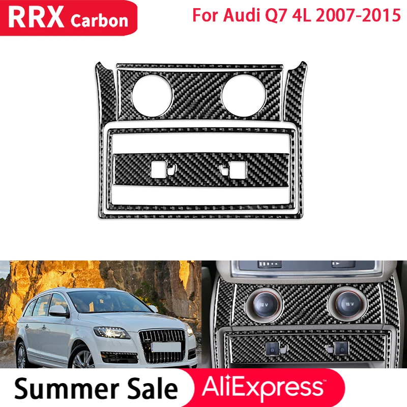 

RRX Car Interior Rear Center Control Panel Button Frame Decoration Cover Trim Real Carbon Fiber Sticker for Audi Q7 4L 2007-2015