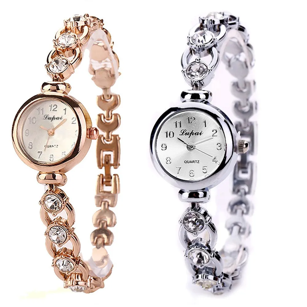 

LVPAI Brand Watches Women Daisies Flower Gold Rhinestone Bracelet Wrist Watch Girl Dress Woman Fashion Classic Watch