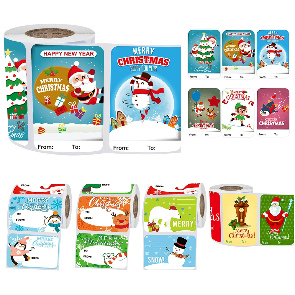 

250PCS Christmas Snowman Adhesive Labels Stickers Decoration Paper Scrapbooking Seal Thank You Stickers Stationery Supplies