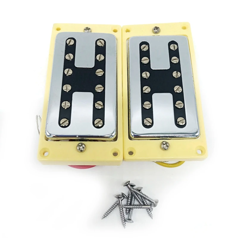

1 Set 50 52 Electric Guitar Cartridge Electric Guitar Accessories H-Shaped Aluminum Nickel Cobalt Lp Cartridge (Yellow Frame)