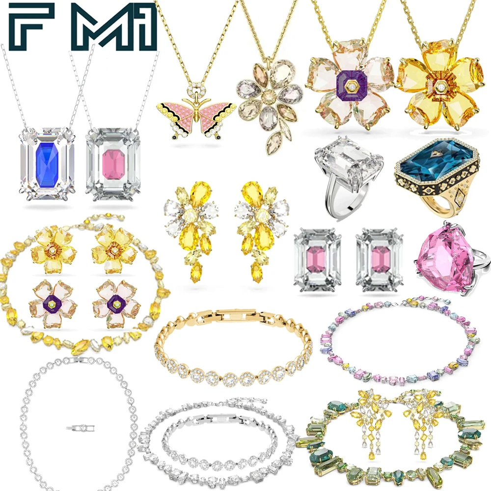 

Fahmi Fine Jewelry Charms Necklaces with Original Swa Dellium Design - MAY FLY Leaf, Crystal Earrings and Bracelets for Women