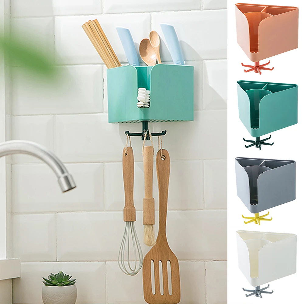 

Multifunctional Chopsticks Rack Wall Mount Spoon Utensils Holder for Home Easy Installation Fork Organizer for Kitchen SCVD889