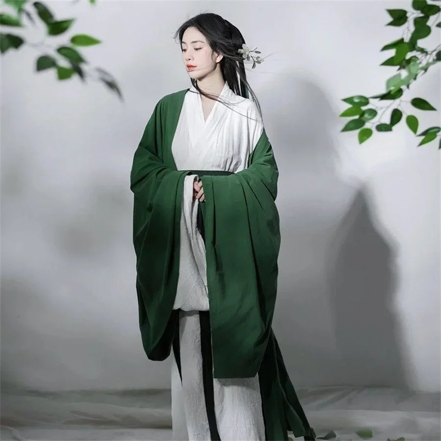 Фото Hanfu-Кардиган traditionnel en mousseline de soie pour femmes, manteau de style chinois, Pure Han Tang Prairie, vêtements №1