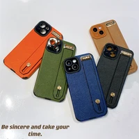 13 pro max business skin leather texture portable luxury gold wrist strap phone cover for iphone 7 8 plus x xr anti drop case
