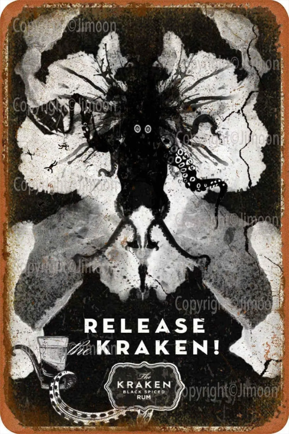 

Release Kraken Vintage Tin Sign Art Iron Painting Rusty Poster Decoration Aluminum plaque