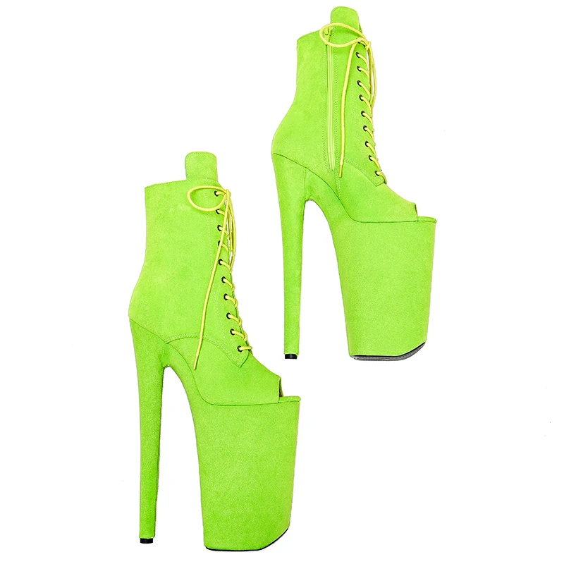 Leecabe  26CM/10inches Suede Upper   sexy exotic High Heel platform party open toe  shoes Pole Dance boot