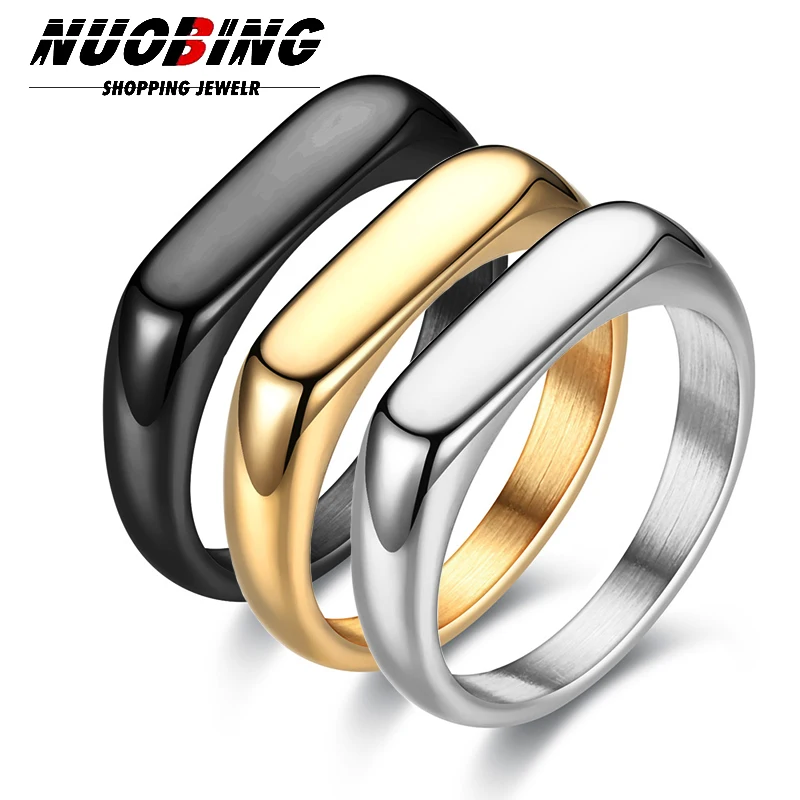 

Stainless Steel Rings For Men Women Minimalist 4MM Wide Finger Rings 2023 Trend Wedding Couple Jewelry Gift Hot