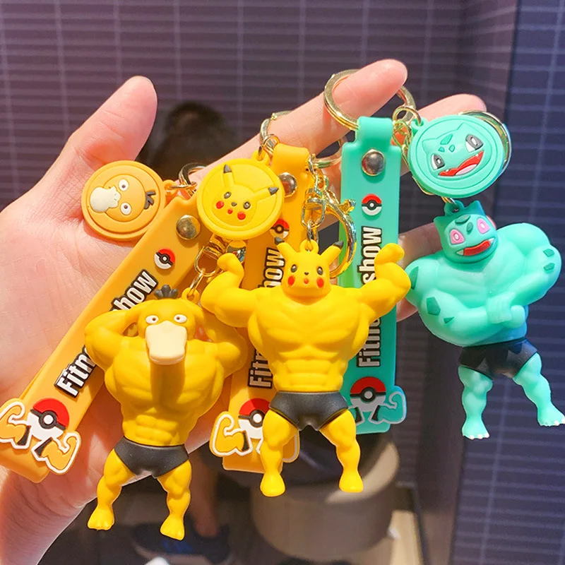 

Kawaii Pokemon Muscle Man Pikachu Squirtle Charmander Macho Doll Keychain Pendant Creative Small Gift Toys for Girls