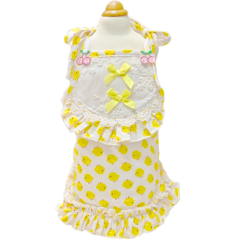 Pink Yellow Pet Dog Sling Dresses 2022 New Puppy Clothes Cute Stars Print Bow Princess Dress For Small Medium Chihuahua |