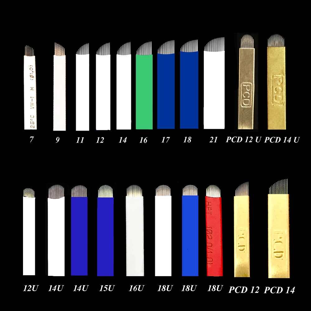 

Иглы для микроблейдинга, 0,20 мм, 12U /14 U/16U/18u/ 21u, 50 шт.