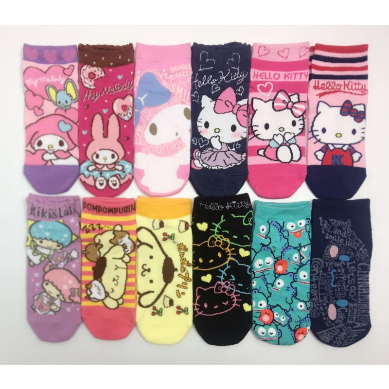 

10pcs Genuine Sanrio Children Youth Cotton Socks Kuromi Cotton Cute Fashion Children Boys Girls Birthday Gift Sanrio Socks