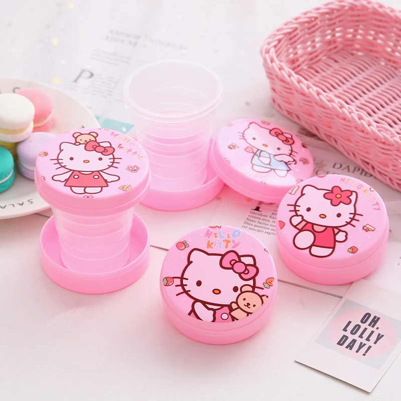 

HelloKittys Portable Retractable Telescopic Collapsible Cups Water Drinking Tea Cup for Outdoor Sport Travel Plastic Folding Cup