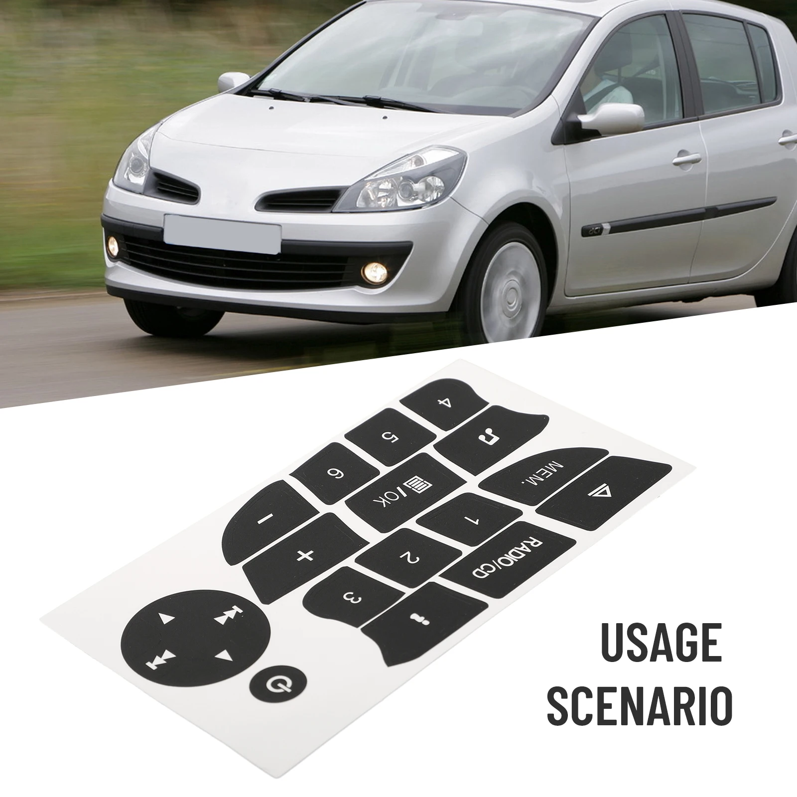 Виниловая наклейка на кнопку черная автомобиль для Renault Clio 2009-2011 Megane качественная