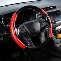 1pair red carbon fiber look universal car steering wheel booster cover non slip auto interior decoration accessories