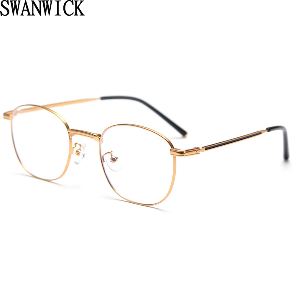 

Очки Swanwick в тонкой металлической оправе для мужчин и женщин, корейский стиль, оптические квадратные женские леопардовые черные прозрачные ...