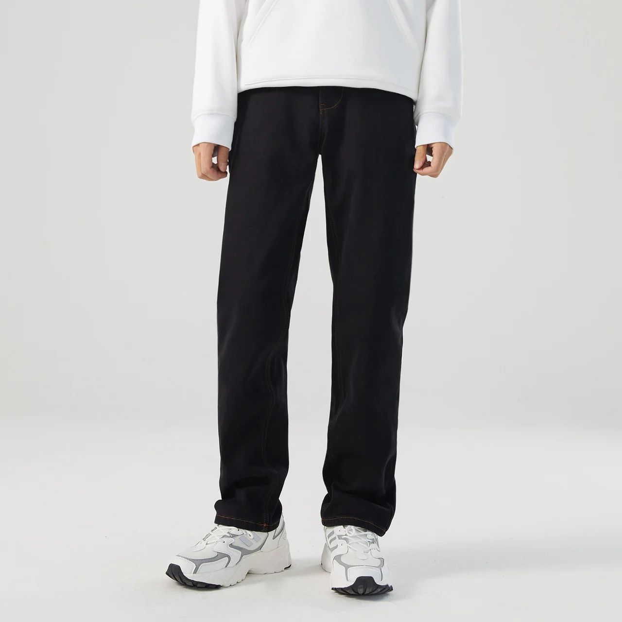 Metersbonwe Straight Jeans For Man Winter Thick LongWarm Denim Pants High Quality Casual Traditional Straight Leg Jeans