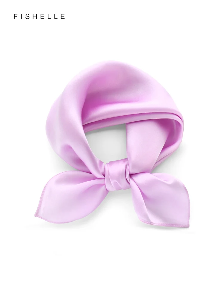 Женский Шелковый Атласный маленький квадратный шарф фиолетовый платок из