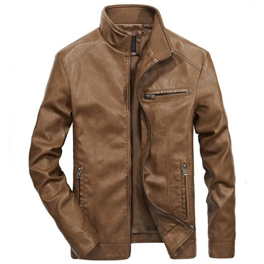 

Hot Sale Spring Autumn Jackets Men Slim Outwear Thin Windbreaker Jacket PU Motorcycle Leather Jacket Coats Size 5XL
