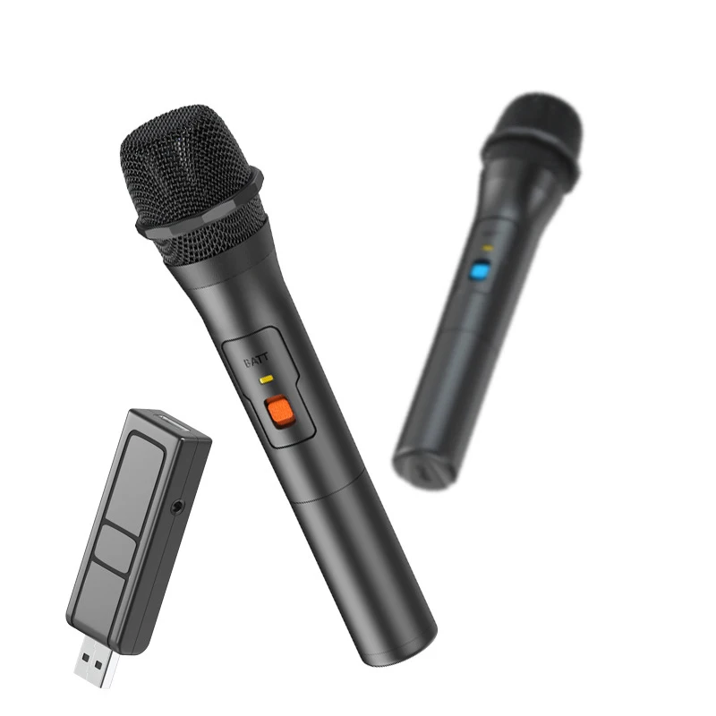 1 Pair VHF Wireless Microphone System Kits USB Receiver Handheld Karaoke Microphone Home Party Smart TV Speaker Singing Mic