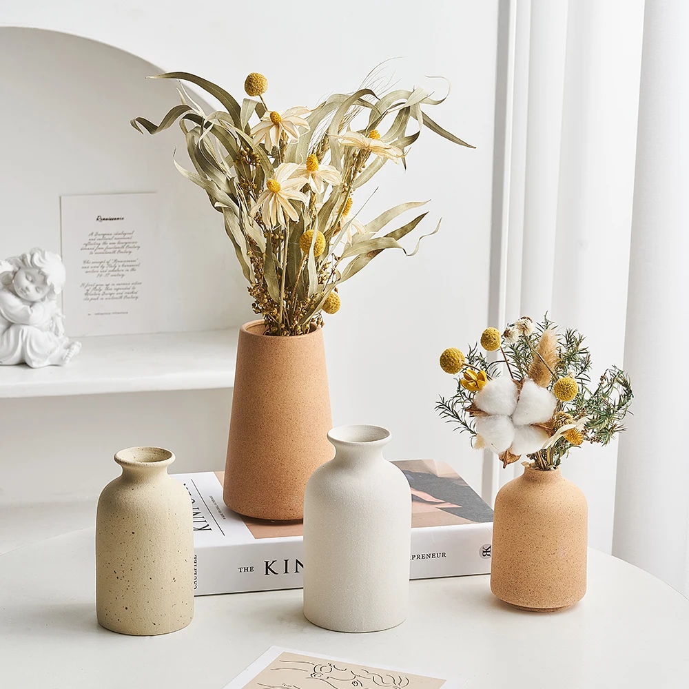

Simple Frosted Ceramic Vase Nordic Home Living Room Decoration Cachepot for Flowers Desk Table Decoration Wedding Decoration