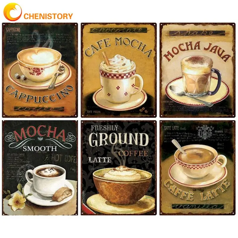 

CHENISTORY Oil Painting By Numbers With Frame For Handiwork Blackboard Coffee Home Decoration Coloring By Numbers Gift