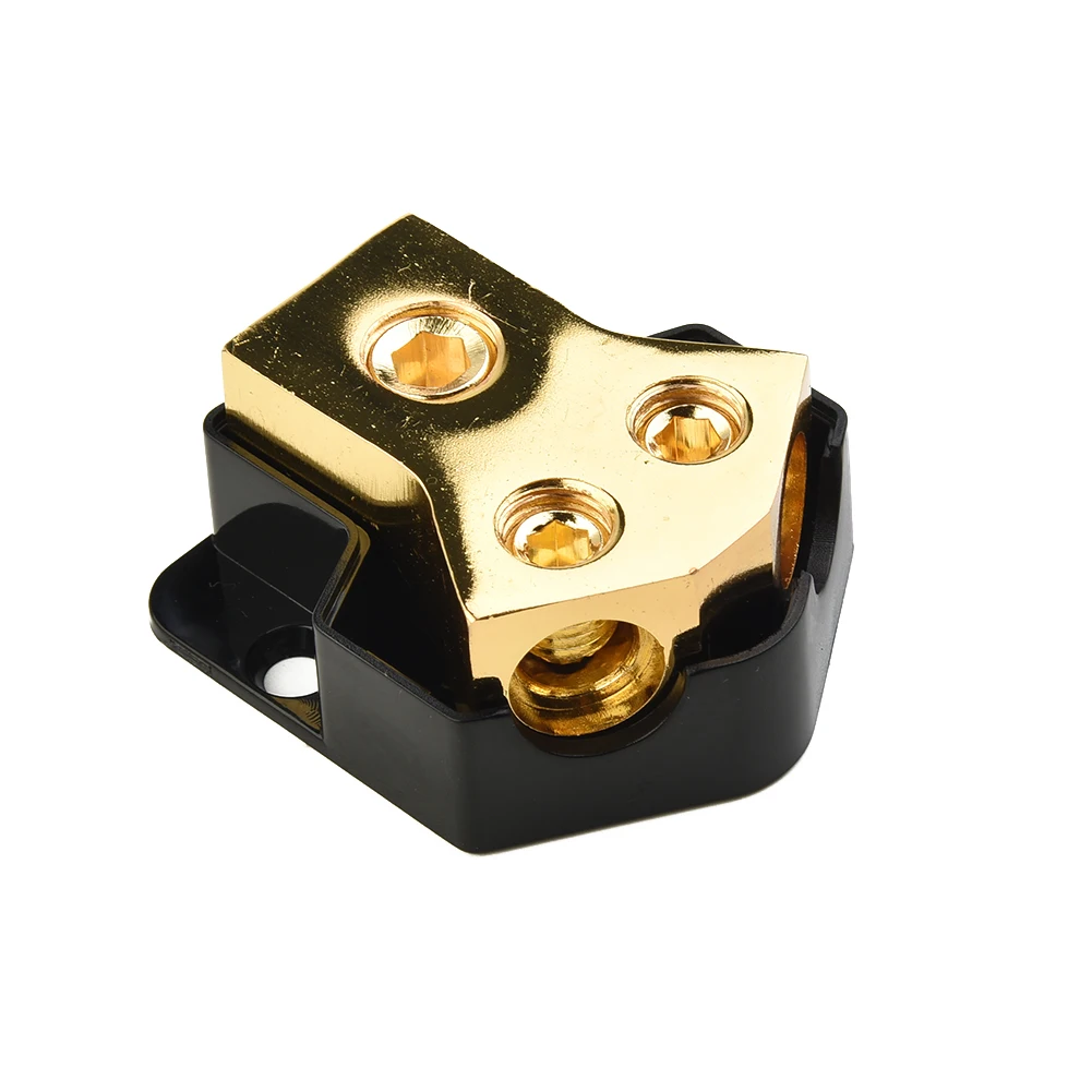 

2 Way Power Distribution Block Power/Ground Splitter 1-0/2/4 Gauge In,2-4/8 Gauge AWG Out For Car Boat Or Other Vehicles