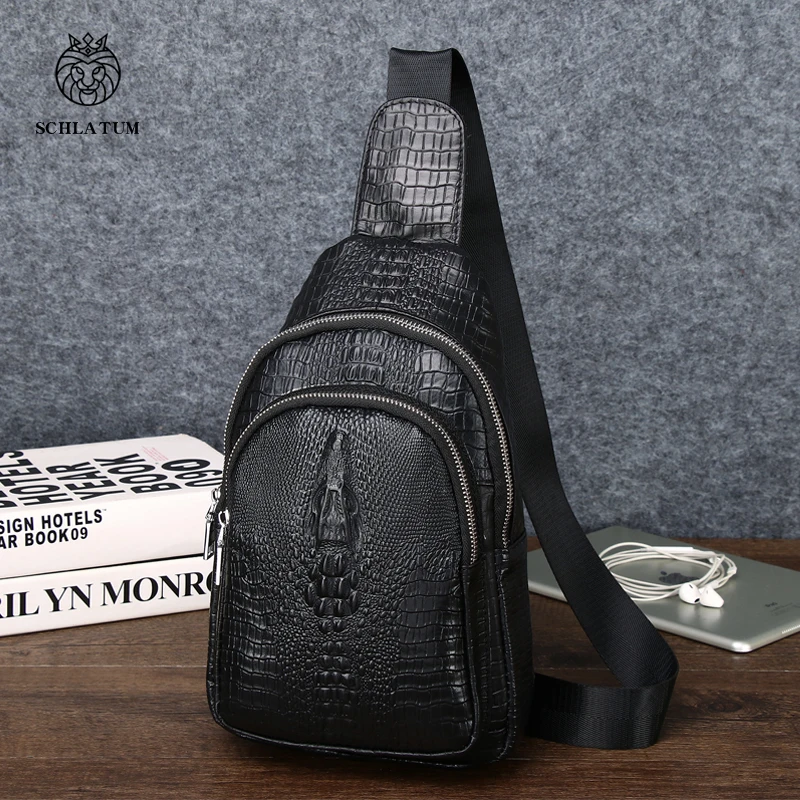 SCHLATUM Мужская Повседневная Сумка Через Плечо Универсальная Спортивная С Черным