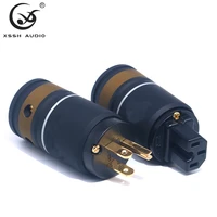 electrical connector xssh yivo audio grade diy oem gold plated iec pure copper female male 3 pins grounding us eu ac power plugs
