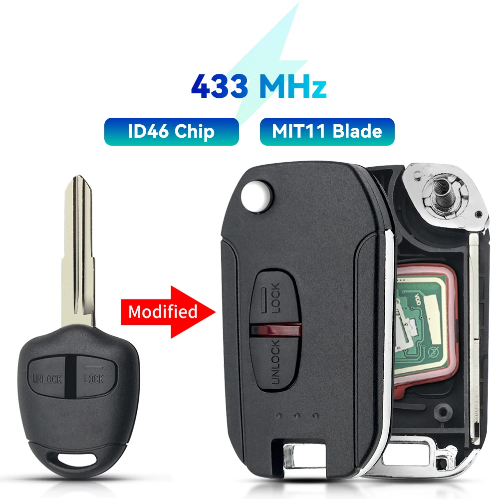 

Ключ-брелок KEYYOU 2/3 кнопочный для автомобиля с чипом ID46 433 МГц для Mitsubishi L200 Shogun Pajero Triton