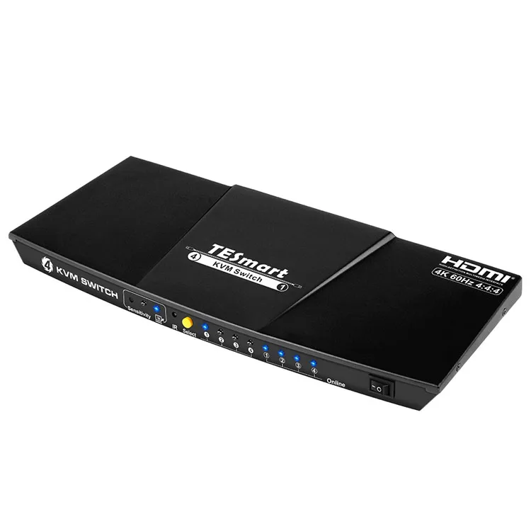 

4K@60Hz 4 Port Professional HDMI USB KVM Switch with Hub