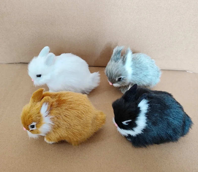 

Милый кролик реальной жизни Модель из пластика и меха имитация кролика кукла подарок около 12x6x9 см xf2850