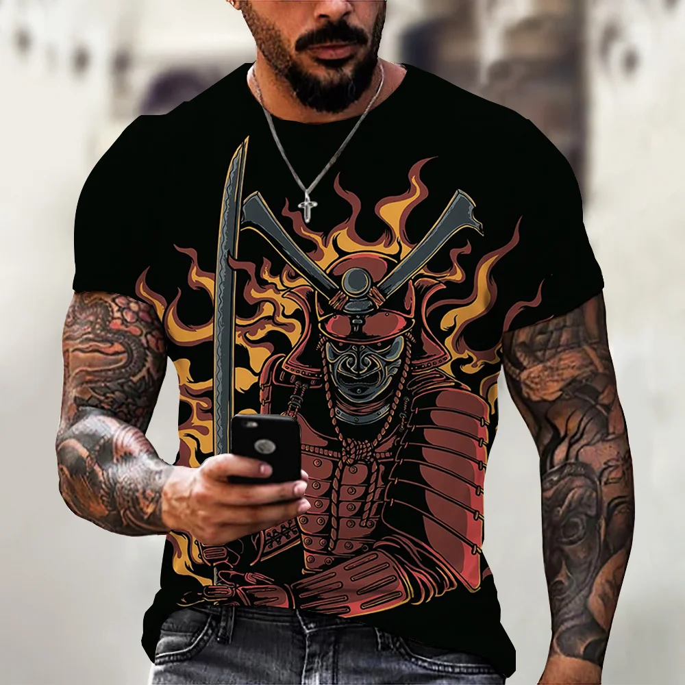 

Vintage Samurai Graphic T Shirt for Men Japan Spirit 3D Printed Short Sleeve Casual Streetwear Hip Hop Ninja Tees Men's T Shirts