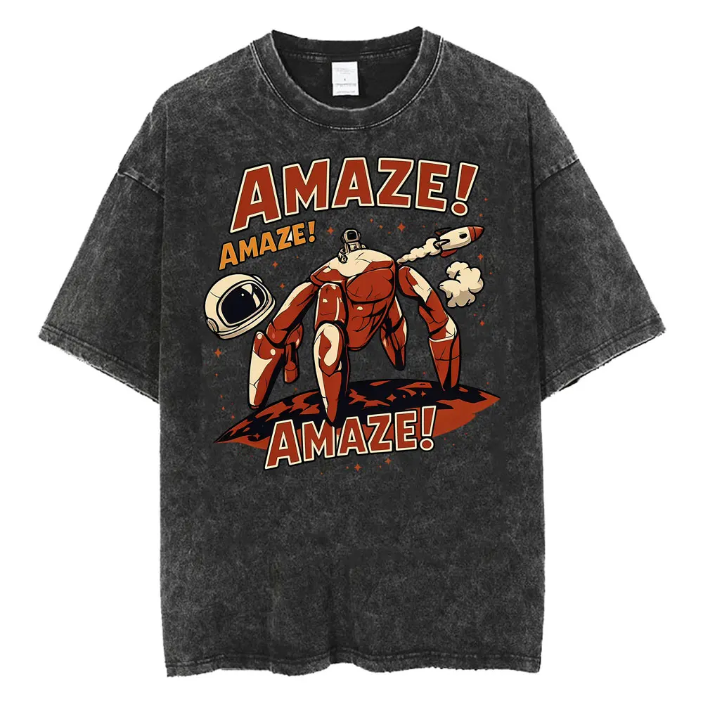 Фото Забавная футболка Amaze Rocket Rocky Project Hail Mary для мужчин и женщин, модная футболка с коротким рукавом, винтажная футболка оверсайз с эффектом потертости, топы №1