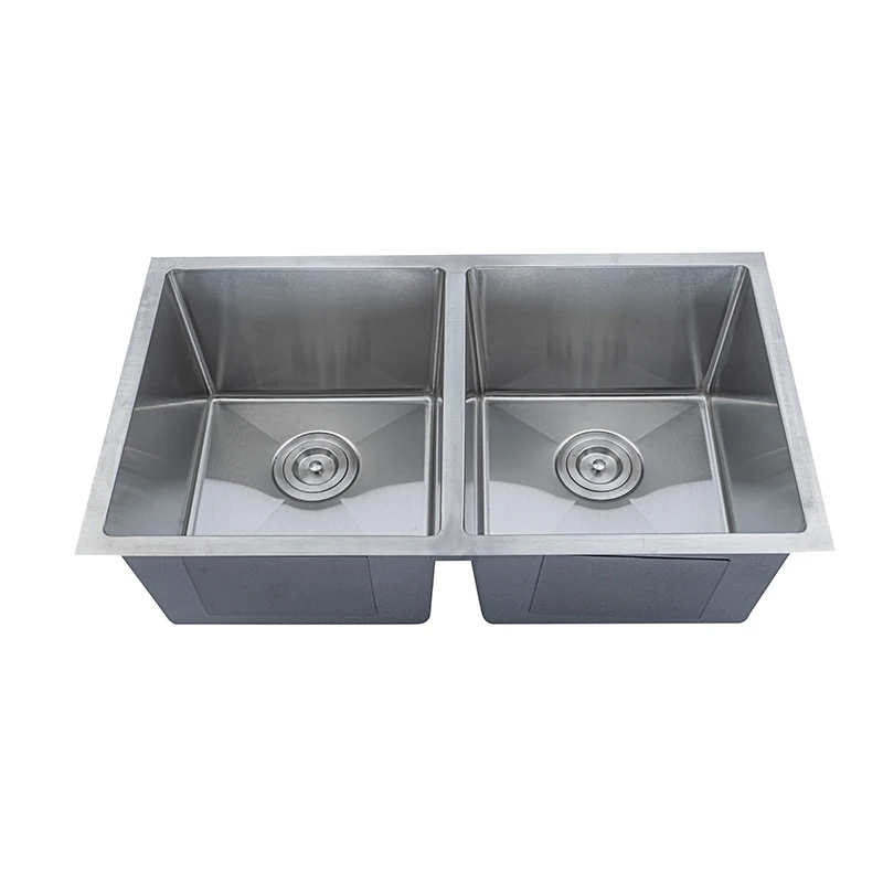 

32 Inch Handmade Kitchen Sink Suppliers Undermount 50/50 Luxury Double Bowl Stainless Steel Kitchen Sink