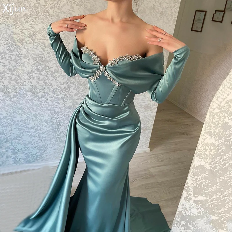 

Xijun Elegent Beading Mermaid Prom Dresses Sweetheart Crystal Evening Gowns Off The Shoulder Formal Party Dress For Women 2022