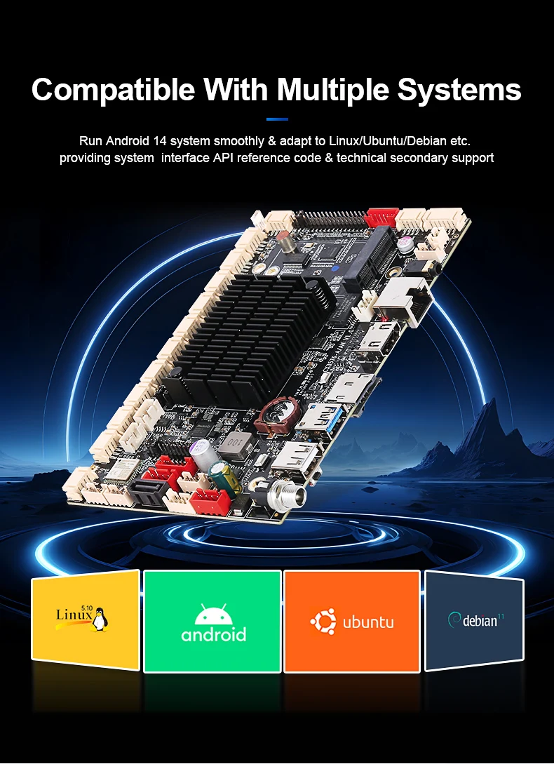 Фото Горячая Распродажа 2025 года, восьмиядерный процессор Android 14 Linux Pcb и PCba Rk3576, промышленное управление, Wi-Fi, процессор 4/5G, 2,2 ГГц, 3576 Soc, промышленный встроенный Co №4