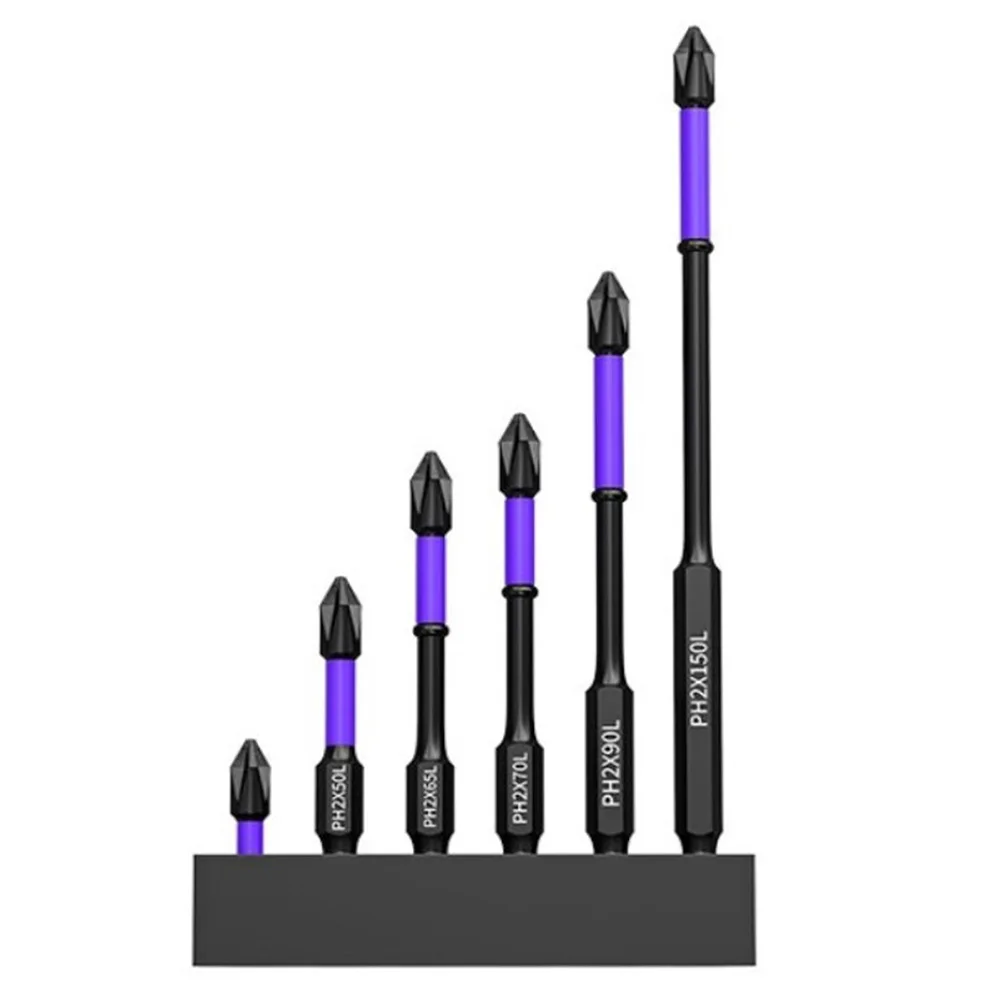

6PCS Magnetic Batch Head Cross Screwdriver Impact Drill Bit Screw 25-150mm PH2 Electric Screwdriver Set With Holder