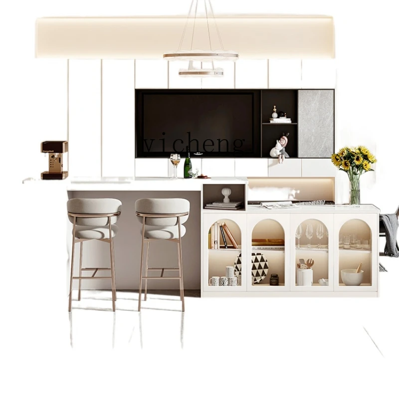 

XL Sofa Backs Cabinet Hallway Stone Plate Sideboard Cabinet Integrated Simple Dining Table