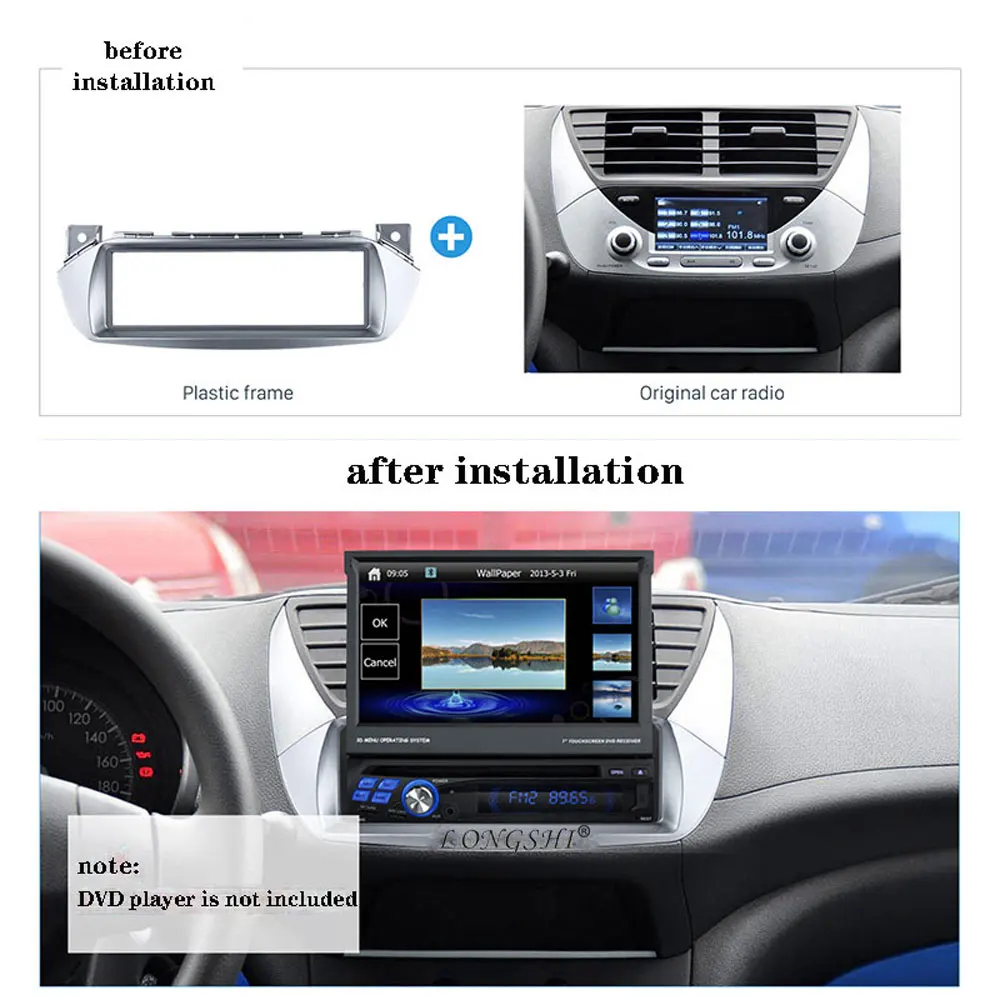 Фото Автомобильный радиоприемник 1DIN для SUZUKI Alto NISSAN Pixo Maruti A-Star Stereo Dash Fit Kit Install Fascia Face Plate Panel DVD Frame №2