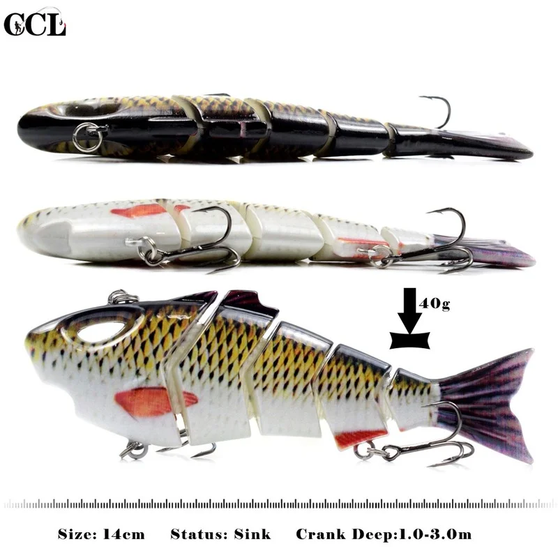 CCLTBA Shark Lure 140см 40г Многозвенный Рыболовный Приманка из АБС-пластика для ловли Басса Воблер Свимбейт Бейт он.